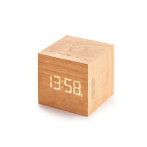 GINGKO Cube Plus Alarm Clock/Stop Watch, Natural Cherry