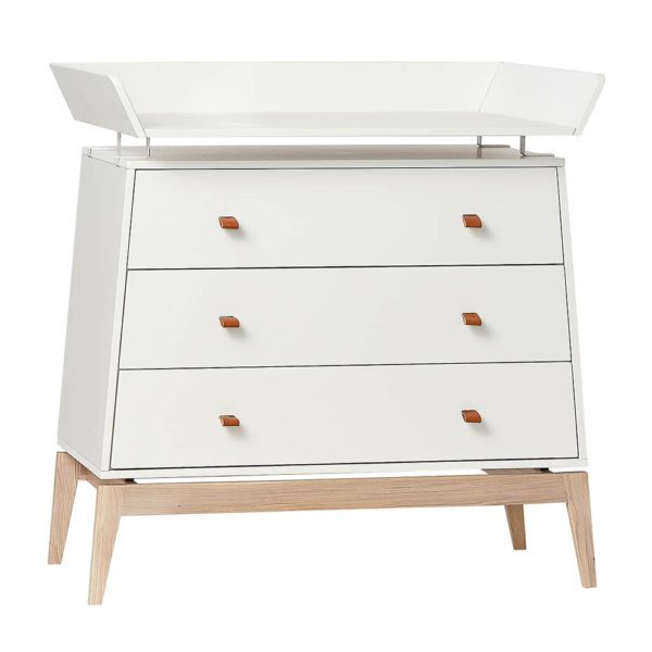 LEANDER Luna Dresser Changing Unit, White on a White Background