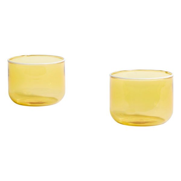 HAY Tint Glass, Light Yellow w/ White Rim (Set of 2)