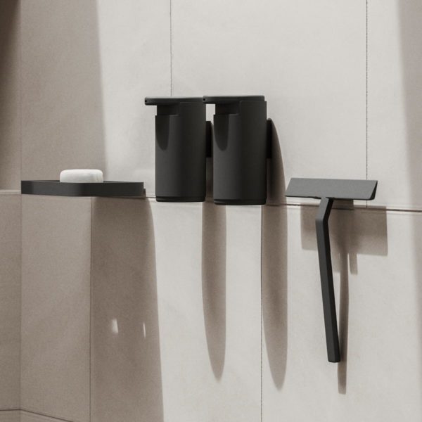 ZONE DENMARK Rim Shower Shelf, D22xW11xH2cm, Black