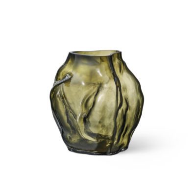 NEW WORKS Blaehr Vase Large in Smoked Green Glass