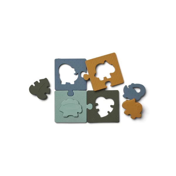 LIEWOOD Bodil Puzzle Toy, Dino/Sea Blue Multi Mix