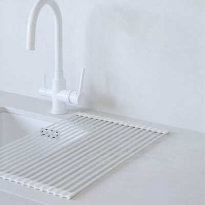 DESIGNSTUFF Silicone Fold Dish Drying Rack, White