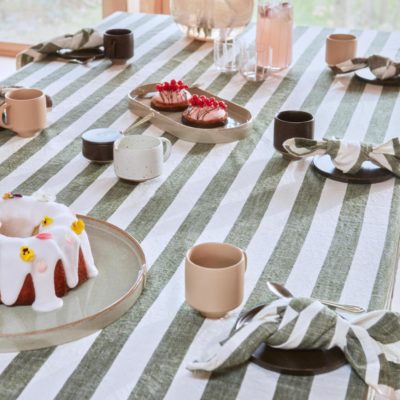 OYOY Striped Table Cloth, Olive
