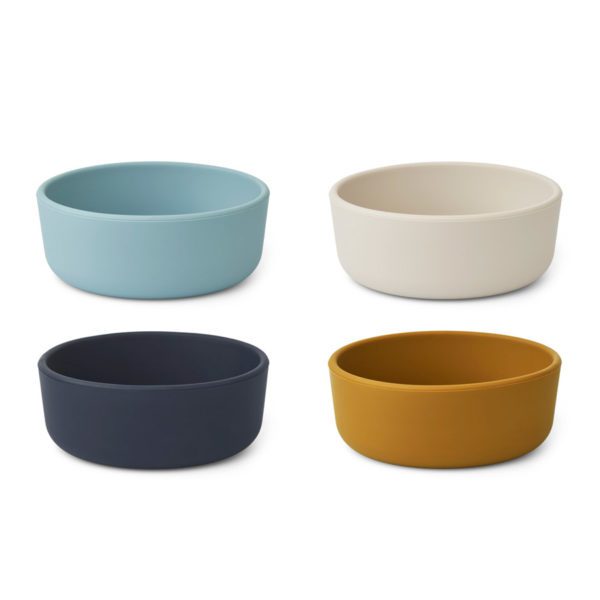 LIEWOOD Iggy Silicone Bowls, 4 Pack, Dusty Raspberry Multi Mix