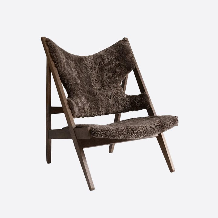 MENU Knitting Chair in a Dark Brown Sheepskin Upholstery 