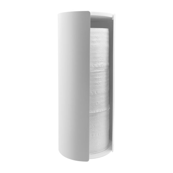 DESIGNSTUFF Wall Mounted Toilet Roll Storage Holder, White