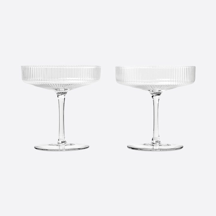 ferm LIVING Ripple Champagne Saucers in Clear Mouth Blown Glass