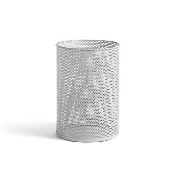HAY Perforated Bin Large in Light Grey on a white background