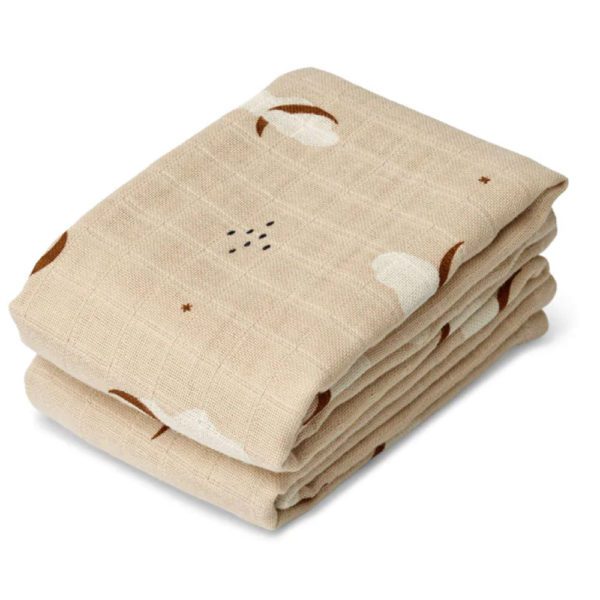 LIEWOOD Lewis Muslin Cloth 2-Pack, Oat Mix