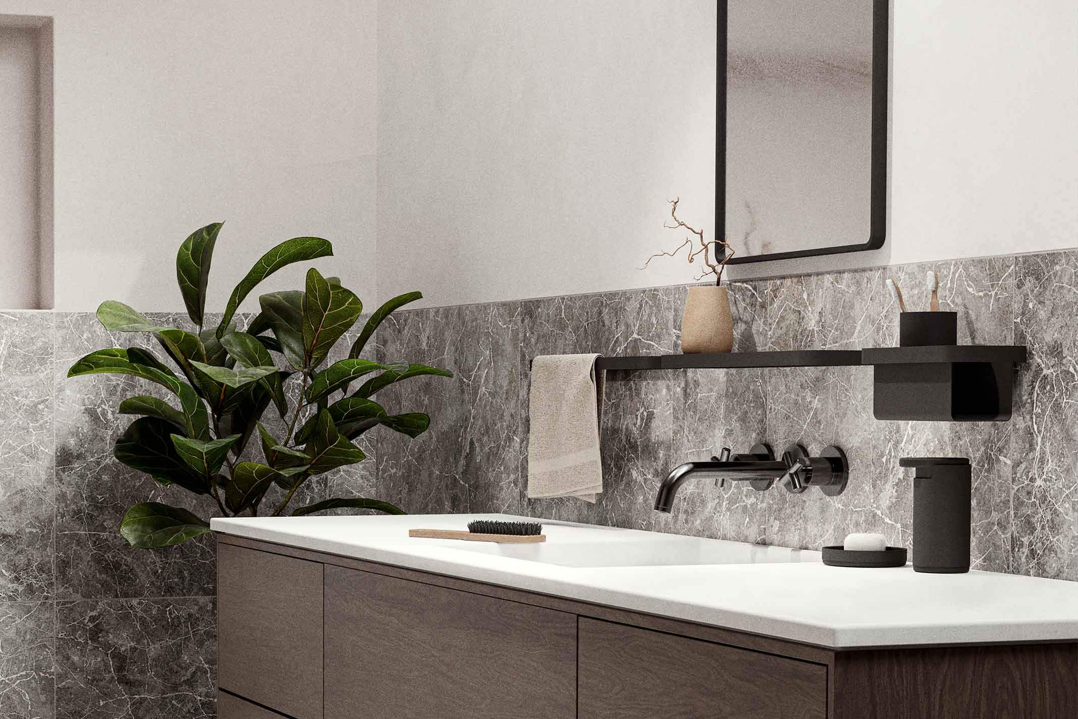 Modern Bathroom With Marble And Zone Denmark Bathroom Accessories