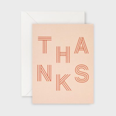 LETTUCE Thanks Greeting Card, Stripe Letters on a Grey Background