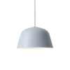 MUUTO Ambit Pendant, 25cm, Light Blue hanging from the ceiling on a white background