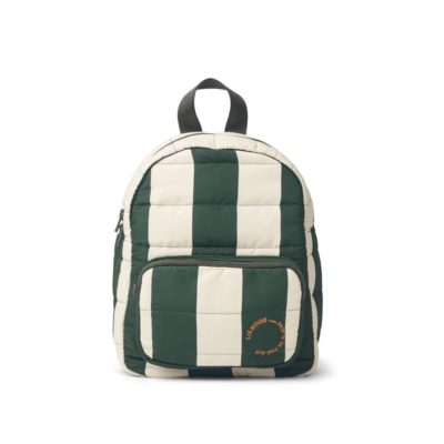 LIEWOOD Sage Kids Backpack Printed, Stripe, Hunter Green/Sandy on a White Background