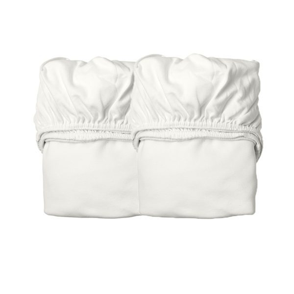 LEANDER Junior Organic Fitted Sheet Set, Snow White (2 Pack)