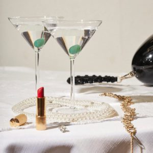 MAISON BALZAC Martini Glass, Clear/Opaque Olive