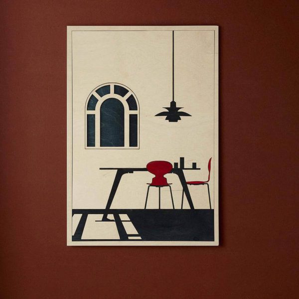 KOLEKTO STUDIO Arne Jacobsen Tribute, Arne Jacobsen Interior, Poster Art Print, 50x70cm