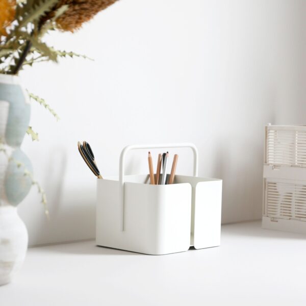 DESIGNSTUFF The Carry All Square Caddy and Storage Box, White