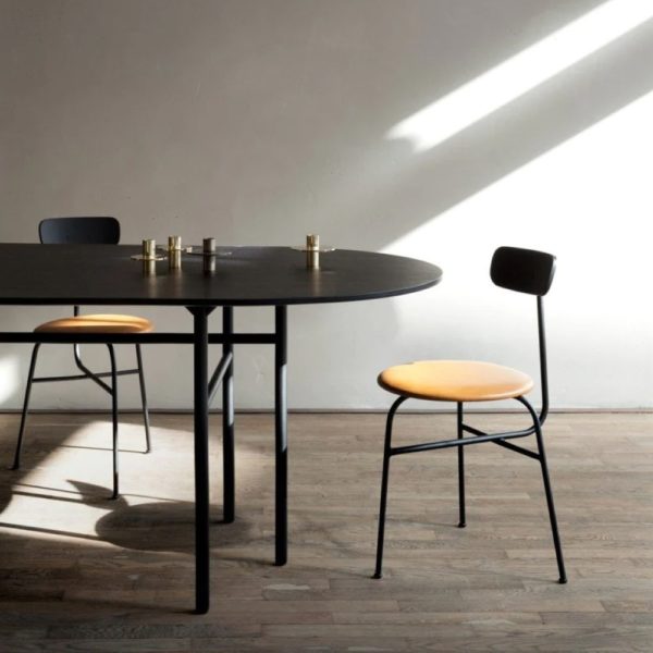 PRE-ORDER | AUDO CPH (Ex MENU) Snaregade Dining Table, D138cm, Black Steel/Dark Stained Oak