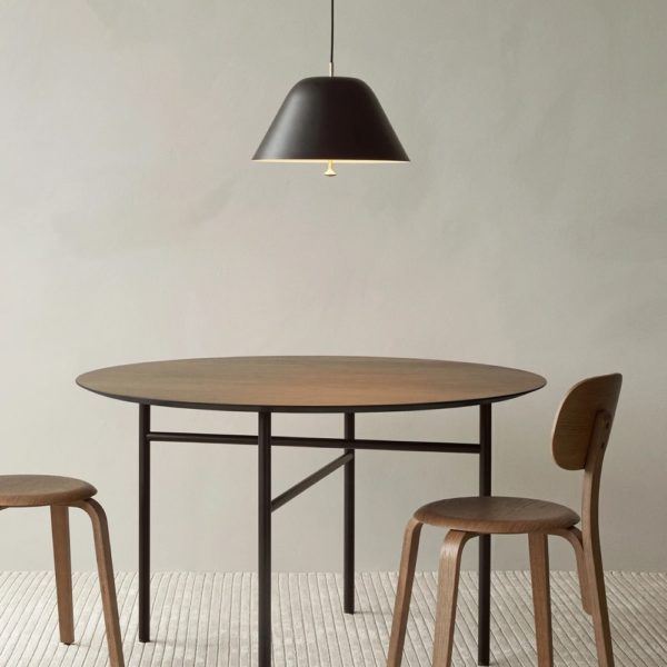 PRE-ORDER | AUDO CPH (Ex MENU) Snaregade Dining Table, D138cm, Black Steel/Dark Stained Oak