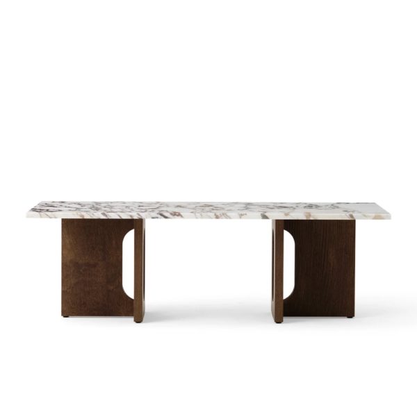 PRE-ORDER | AUDO CPH (Ex MENU) Androgyne Lounge Table, 120x45cm, Dark Stained Oak Base, Calacatta Viola Marble Table Top