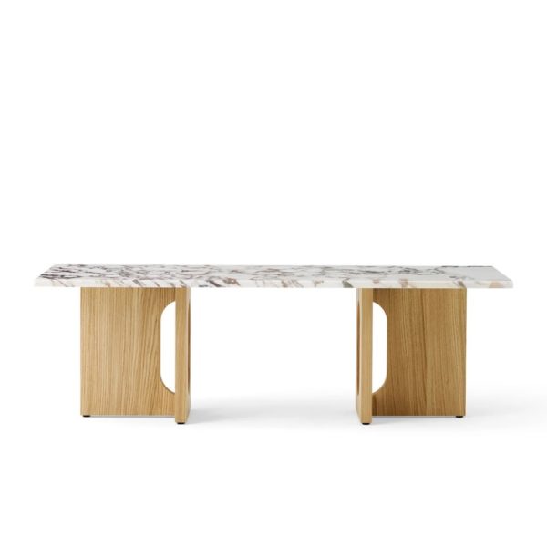 PRE-ORDER | AUDO CPH (Ex MENU) Androgyne Lounge Table, 120x45cm, Natural Oak Base, Calacatta Viola Table Top