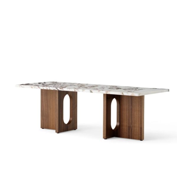 PRE-ORDER | AUDO CPH (Ex MENU) Androgyne Lounge Table, 120x45cm, Walnut Base, Calacatta Viola Marble Table Top