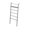 YAMAZAKI Tower Leaning Ladder with Adjustable Shelf, Black