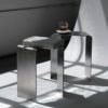 PERCAPITA Fettuccine Stool/Side Table, Stainless Steel