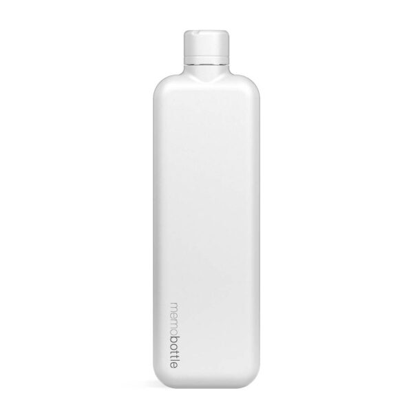 Memobottle slim stainless steel water bottle in white