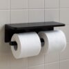 DESIGNSTUFF Toilet Roll Holder w/Shelf Dual, Black