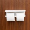 DESIGNSTUFF Toilet Roll Holder w/ Shelf Dual, White