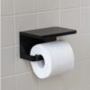 DESIGNSTUFF Toilet Roll Holder w/ Shelf Single, Black