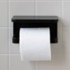 DESIGNSTUFF Toilet Roll Holder w/ Shelf Single, Black