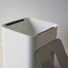 DESIGNSTUFF Square Tissue Box w/ Metal Lid, White/Brushed Steel