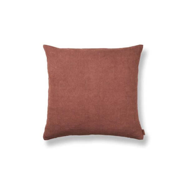 ferm LIVING Heavy Linen Cushion, Berry Red on a white background