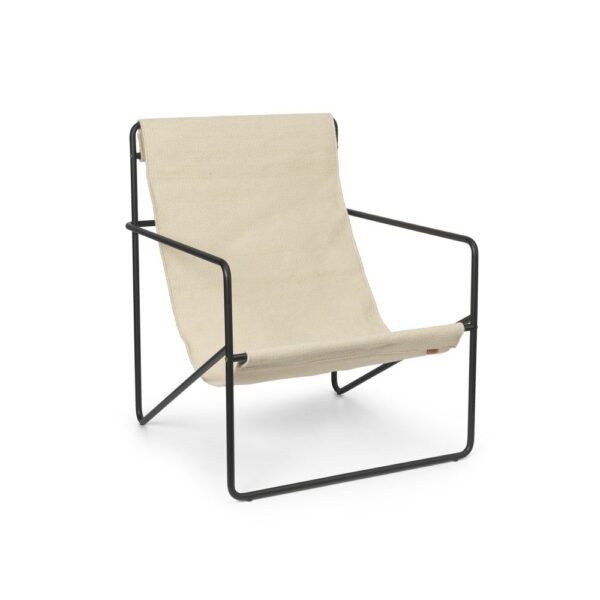 ferm LIVING Desert Indoor Outdoor Lounge Chair, Black/Cloud