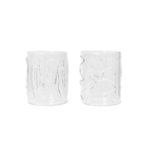 ferm LIVING Doodle Glasses, Clear, Tall (Set of 2)