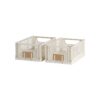 DESIGNSTUFF Linear Collapsible Crate, S, 25x16cm, Chalk (Set of 2)
