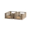 DESIGNSTUFF Linear Collapsible Crate, S, 25x16cm, Taupe (Set of 2)