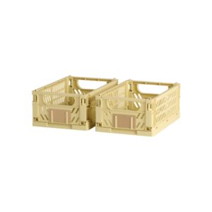 DESIGNSTUFF Slant Collapsible Crate, S, 25x16cm, Straw (Set of 2)