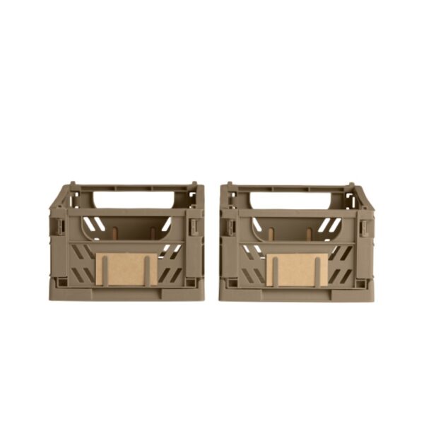 DESIGNSTUFF Slant Collapsible Crate, S, 25x16cm, Taupe (Set of 2)