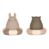 Animal shaped, bunny and cat, bath toys set of 2, made from 100% silicone.
