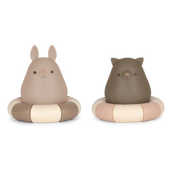 Animal shaped, bunny and cat, bath toys set of 2, made from 100% silicone.