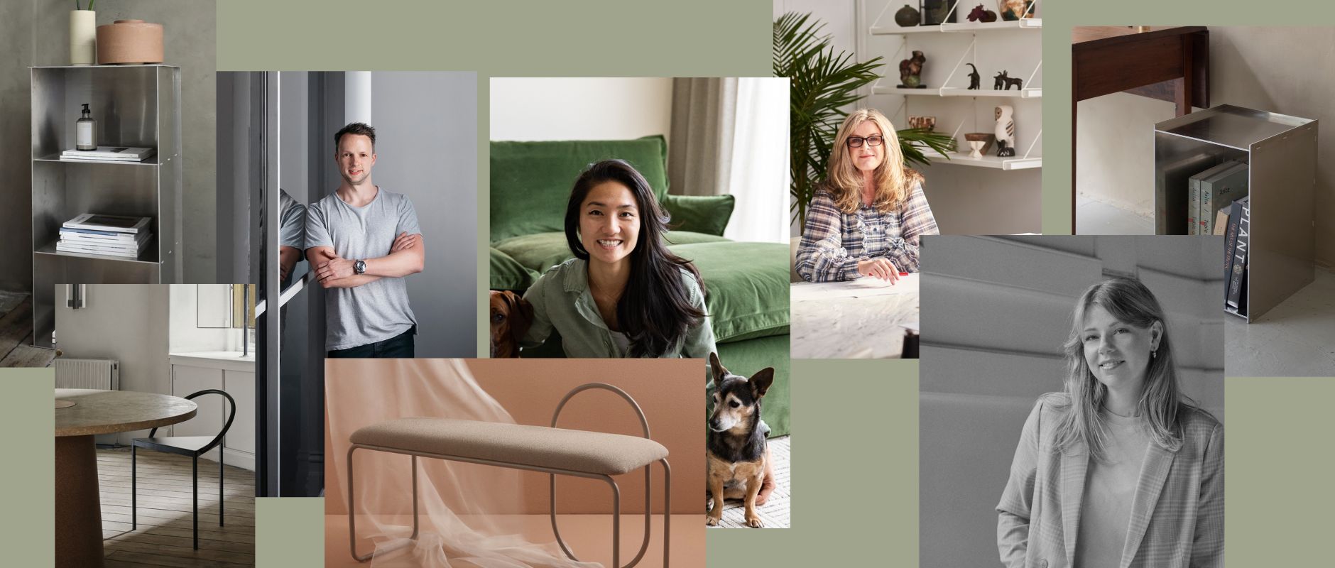 A blog post banner featuring four creatives and what they have in their Designstuff shopping carts. The banner includes photos of Adam Kane, Ivy from Homes By Ivy, Rebecca Jansma from Space Grace & Style, and Lillie Thompson.