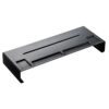 A monitor stand in black made from steel by Japanese brand Yamazaki.