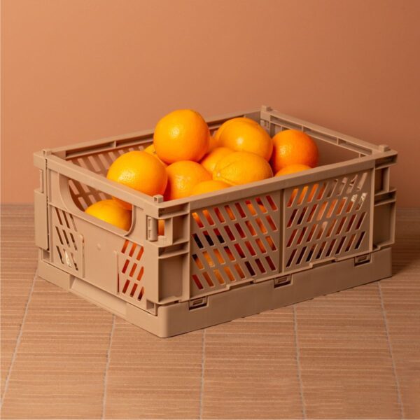 Designstuff Collapsible Crate Medium in Tuscany with Oranges in it