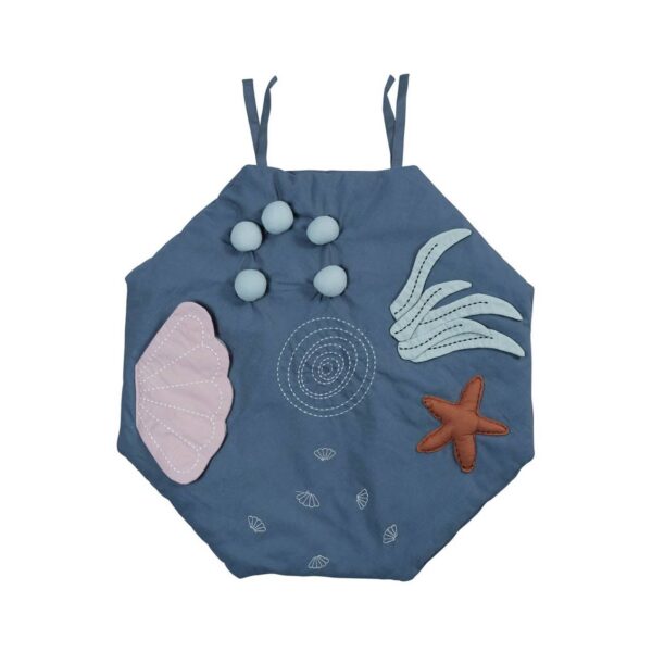 A travel size activity play and crawling blanket Underwater in green.