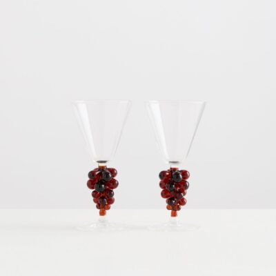 MAISON BALZAC Bordeaux Wine Glasses, Clear/Amber (Set of 2)