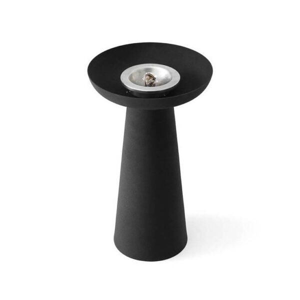 The outdoor flame made from powder-coated steel Meira Oil Lantern by Menu in black.